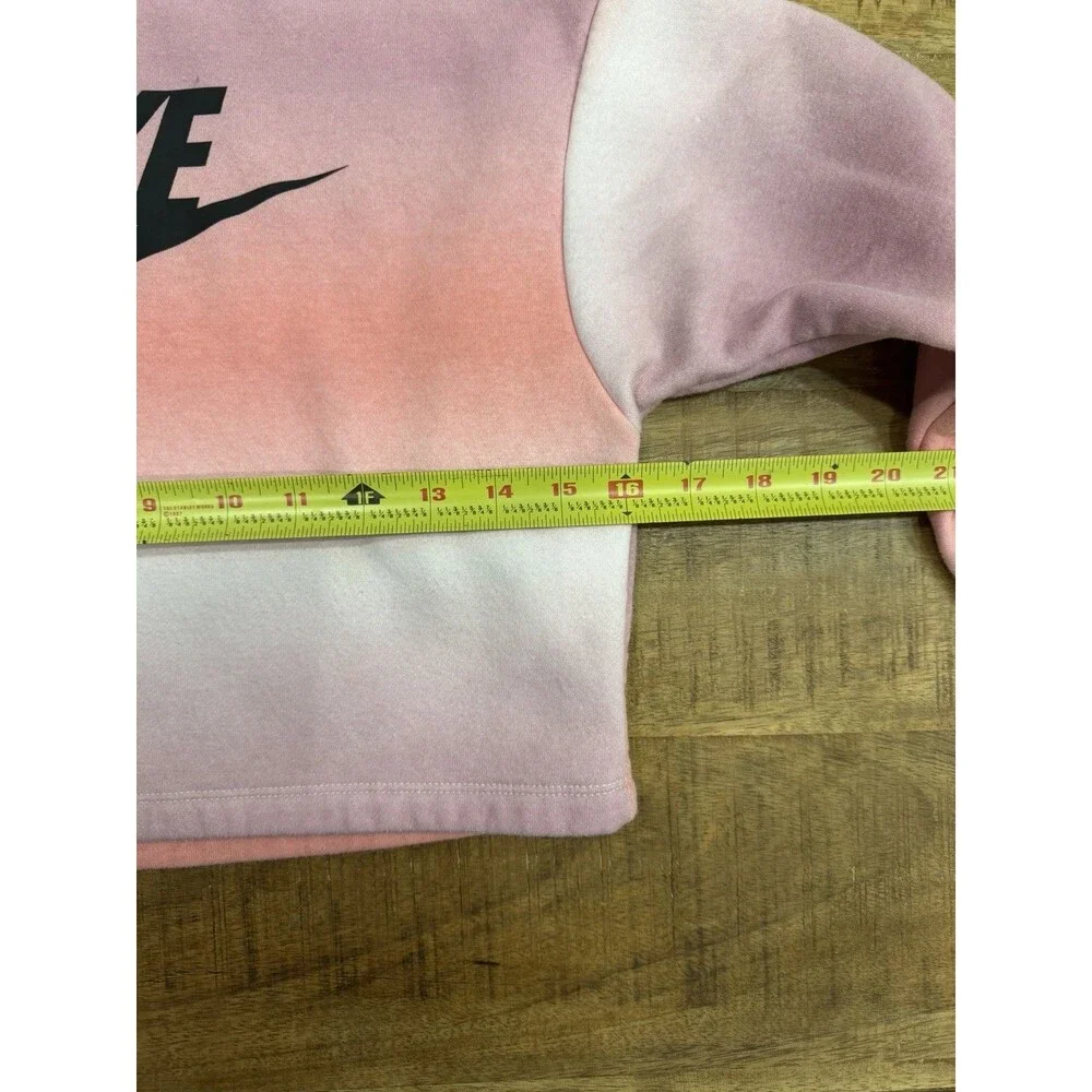 Nike Girls Sweatshirt Crop Pink Ombré‎ Size 6/7 MultiColor Swoosh Logo Youth